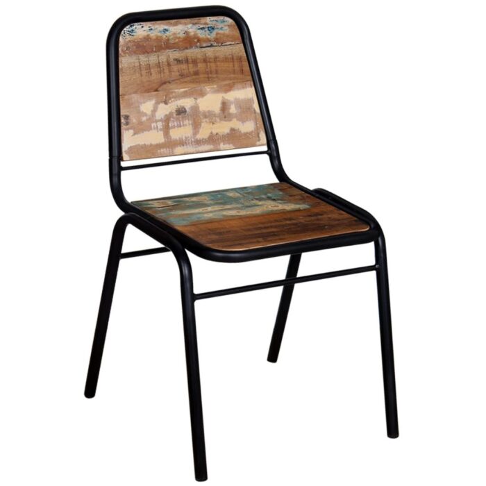 Chaises à manger lot de 6 bois de récupération solide – Image 5