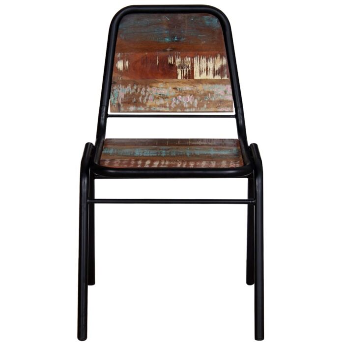 Chaises à manger lot de 6 bois de récupération solide – Image 6
