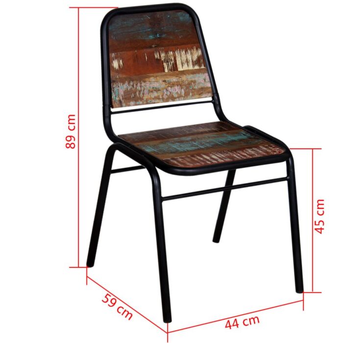 Chaises à manger lot de 6 bois de récupération solide – Image 8