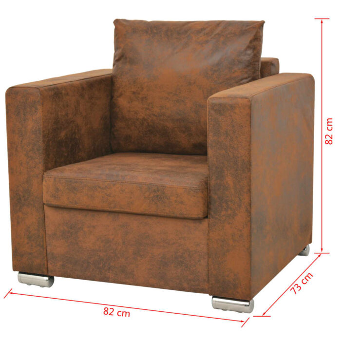 Fauteuil marron similicuir daim – Image 4