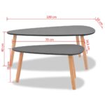 Ensemble de tables basses 2 pcs Bois de pin massif Noir – Image 10