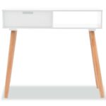 Table console Bois de pin massif 80 x 30 x 72 cm Blanc – Image 2