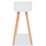 Table console Bois de pin massif 80 x 30 x 72 cm Blanc – Image 3