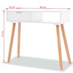 Table console Bois de pin massif 80 x 30 x 72 cm Blanc – Image 5