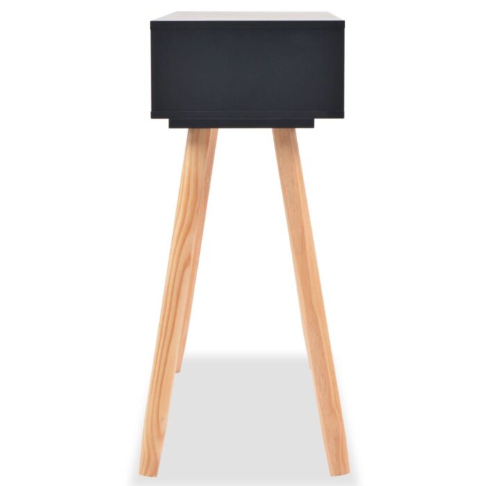 Table console Bois de pin massif 80 x 30 x 72 cm Noir – Image 3