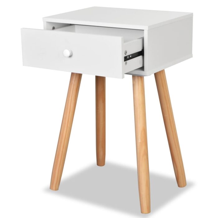 Table de chevet 2 pcs Bois de pin massif 40 x 30 x 61 cm Blanc – Image 4