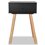 Table de chevet 2 pcs Bois de pin massif 40 x 30 x 61 cm Noir – Image 3
