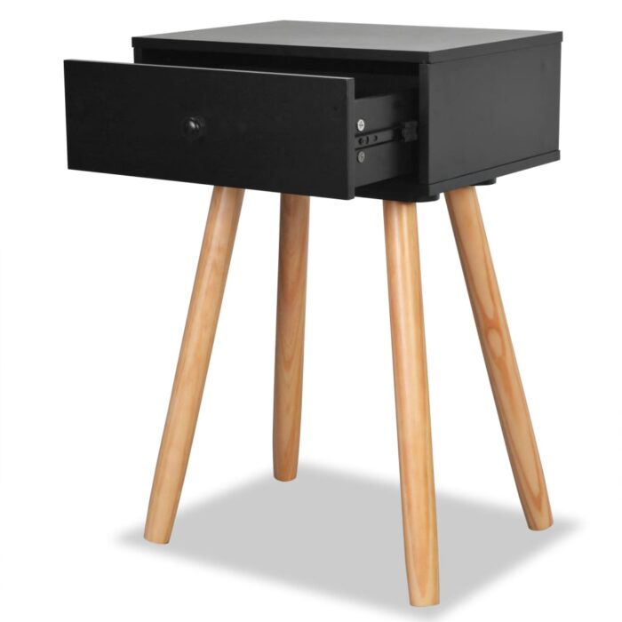 Table de chevet 2 pcs Bois de pin massif 40 x 30 x 61 cm Noir – Image 4
