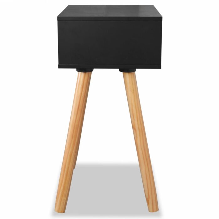 Table de chevet 2 pcs Bois de pin massif 40 x 30 x 61 cm Noir – Image 5