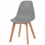Chaises à manger lot de 6 Gris Plastique – Image 2