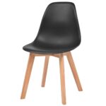 Chaises à manger lot de 2 Noir Plastique – Image 2