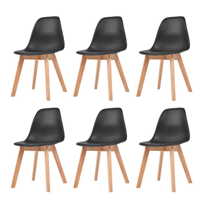 Chaises à manger lot de 6 Noir Plastique – Image 1