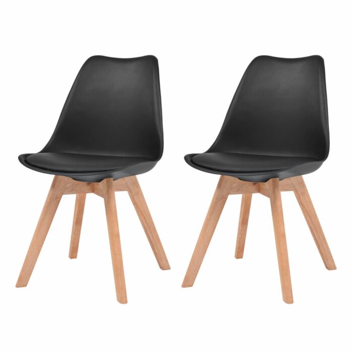 Chaises à manger lot de 2 Noir Plastique – Image 1