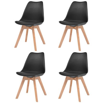 Chaises à manger lot de 4 Noir Plastique