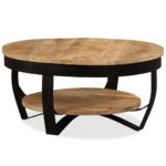 Table basse Bois massif de manguier brut 65x32 cm – Image 4