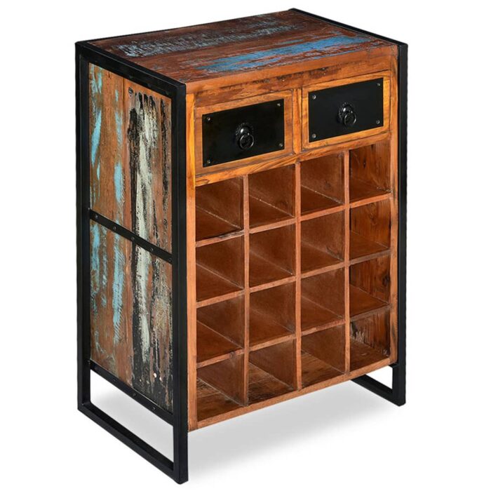 Casier à bouteilles 16 bouteilles Bois massif de récupération – Image 11