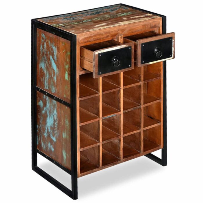 Casier à bouteilles 16 bouteilles Bois massif de récupération – Image 3