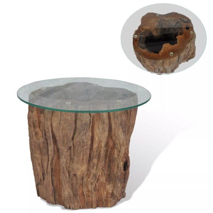 Table basse Teck Verre 50x40 cm – Image 1