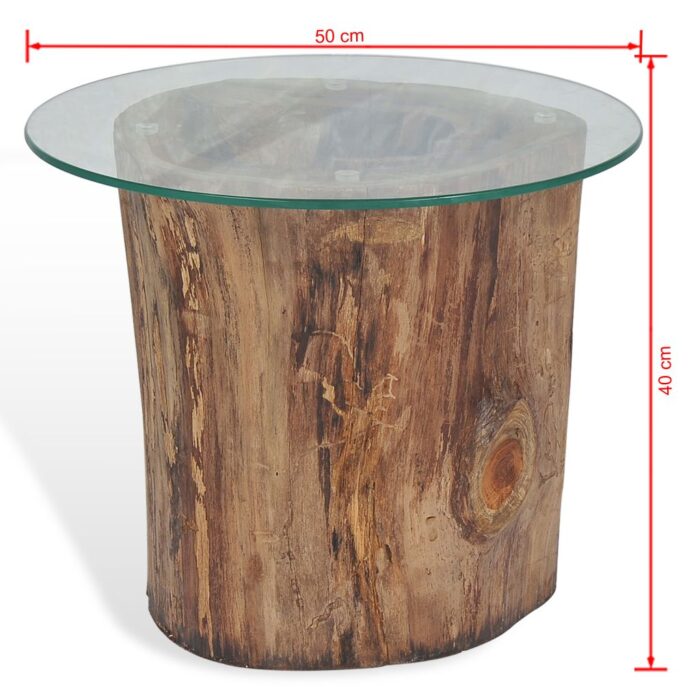 Table basse Teck Verre 50x40 cm – Image 9