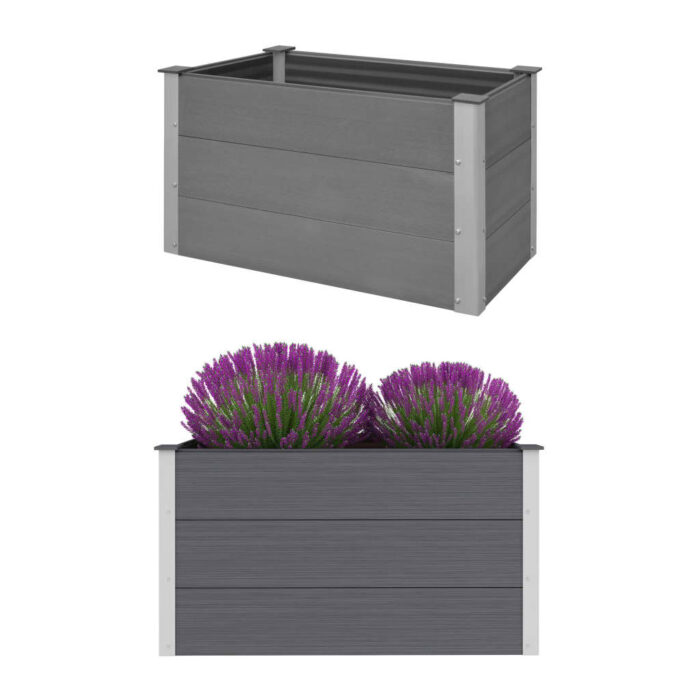 Lit surélevé de jardin WPC 100 x 50 x 54 cm Gris – Image 1