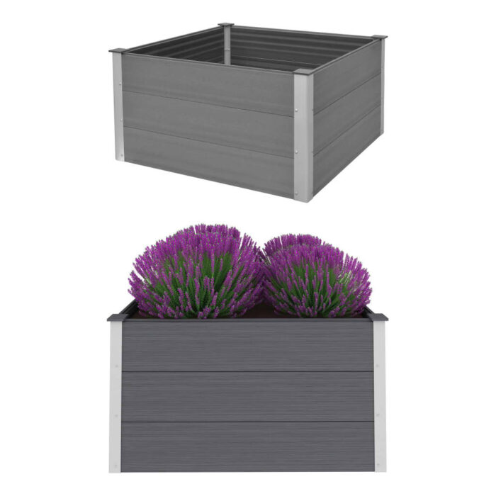 Lit surélevé de jardin WPC 100x100x54 cm Gris – Image 1