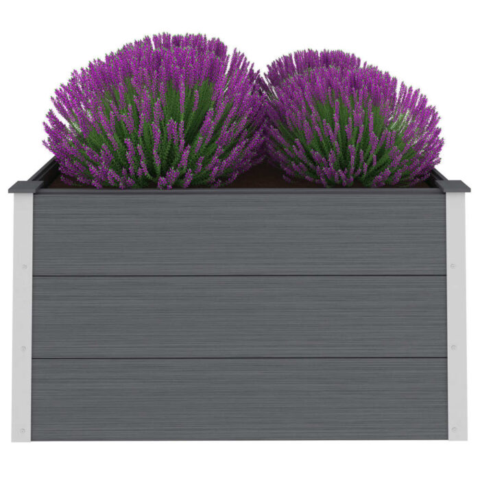 Lit surélevé de jardin WPC 100x100x54 cm Gris – Image 2