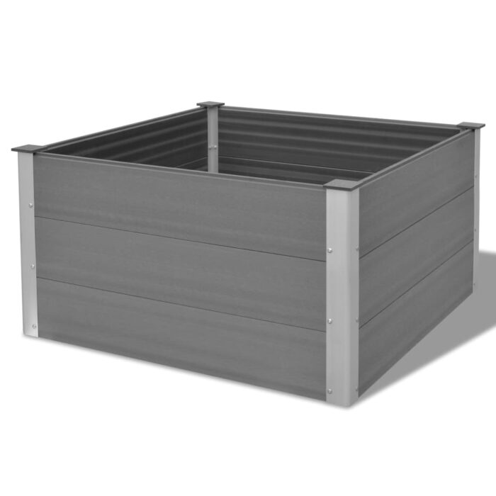Lit surélevé de jardin WPC 100x100x54 cm Gris – Image 3
