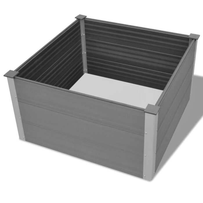 Lit surélevé de jardin WPC 100x100x54 cm Gris – Image 4