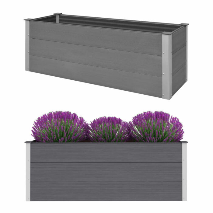 Lit surélevé de jardin WPC 150x50x54 cm Gris – Image 1