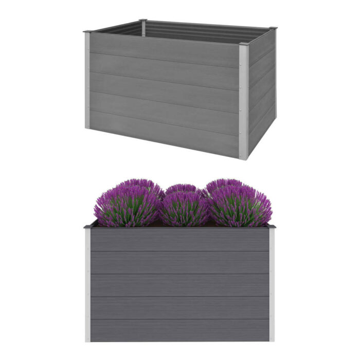 Lit surélevé de jardin WPC 150x100x91 cm Gris – Image 1
