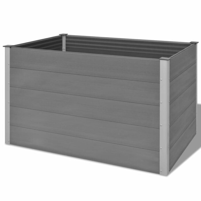 Lit surélevé de jardin WPC 150x100x91 cm Gris – Image 3