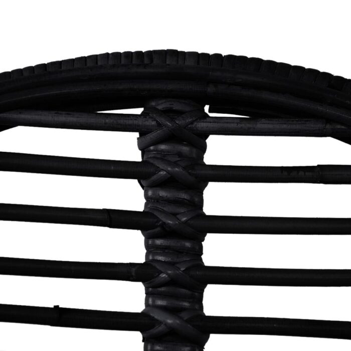 Chaises à manger lot de 4 noir rotin naturel – Image 3