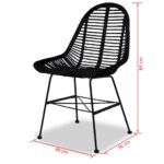 Chaises à manger lot de 4 noir rotin naturel – Image 4