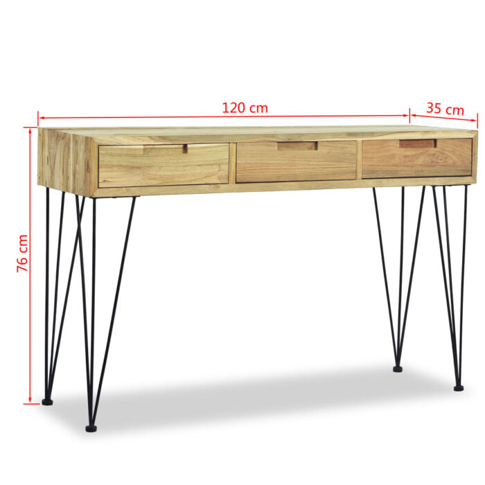 Table console 120x35x76 cm Teck massif – Image 9