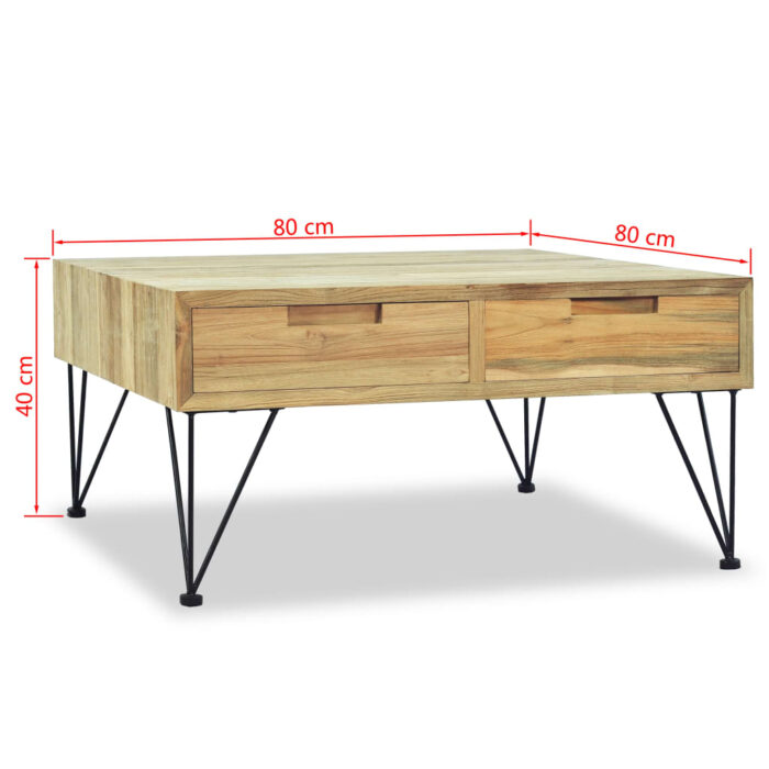 Table basse 80x80x40 cm Teck massif – Image 9