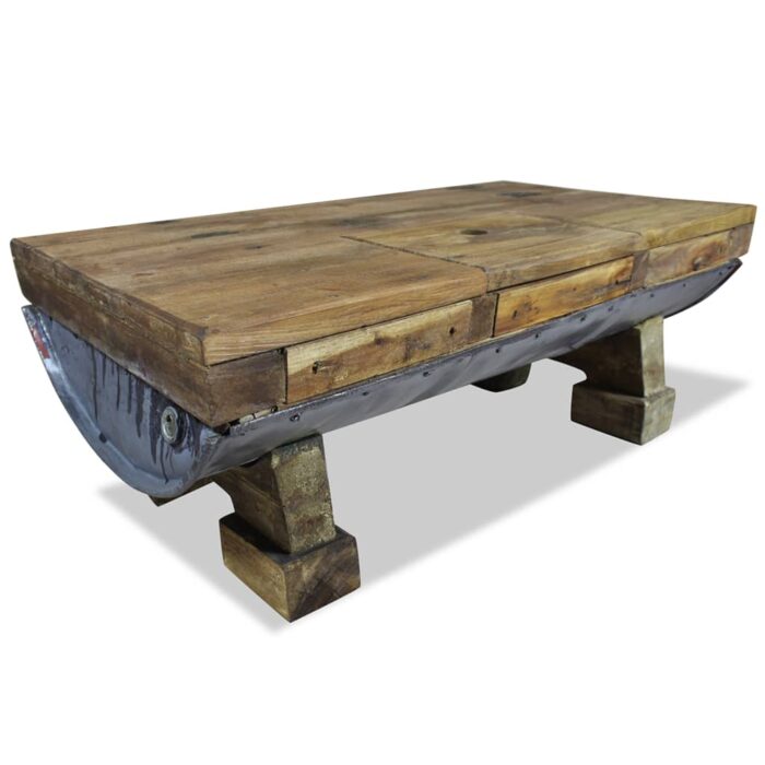 Table basse bois de récupération mélangé 90x50x35 cm – Image 1
