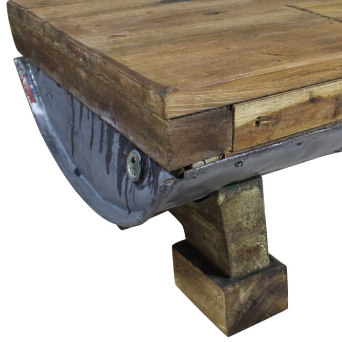 Table basse bois de récupération mélangé 90x50x35 cm – Image 4