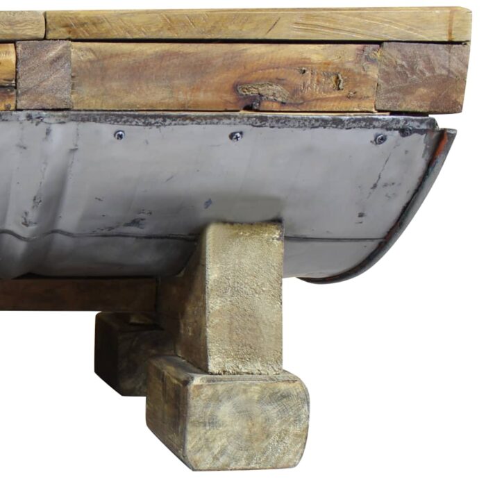 Table basse bois de récupération mélangé 90x50x35 cm – Image 7