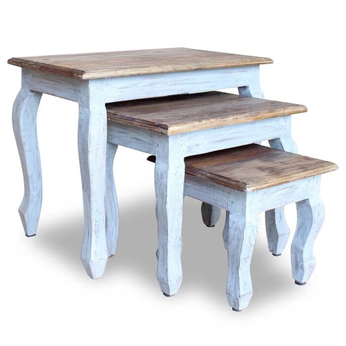 Ensemble de tables gigognes 3 pcs bois d'acajou massif – Image 1