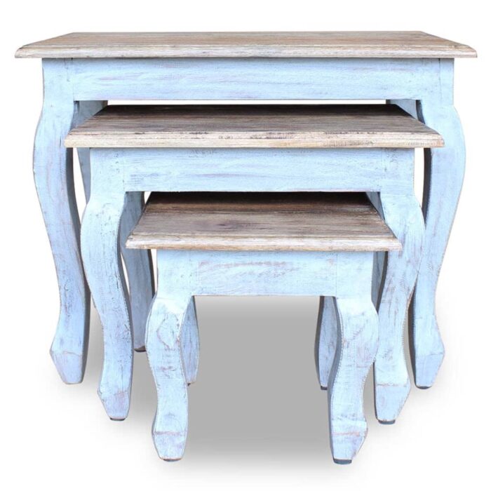 Ensemble de tables gigognes 3 pcs bois d'acajou massif – Image 2