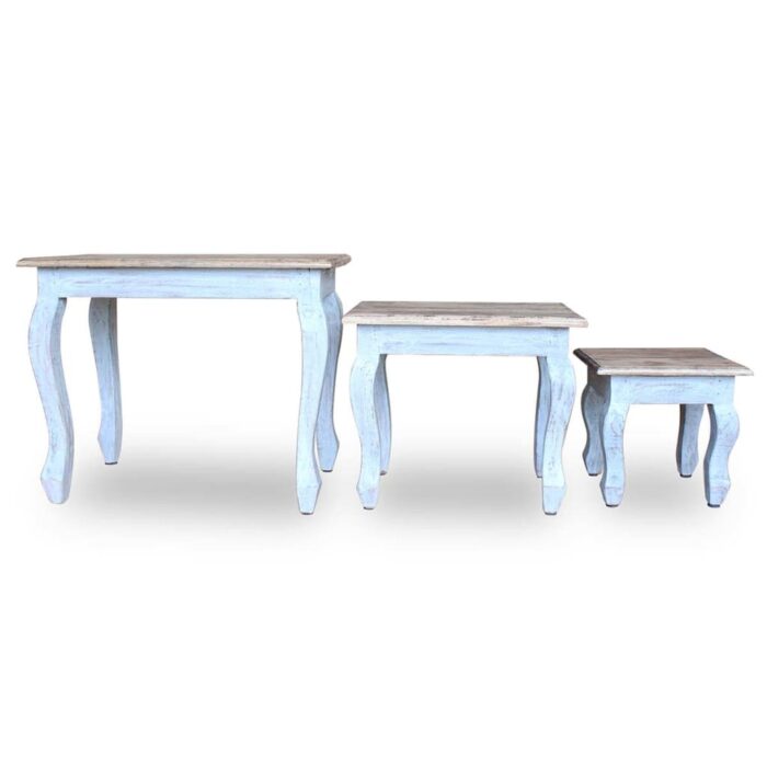 Ensemble de tables gigognes 3 pcs bois d'acajou massif – Image 4