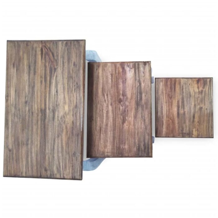 Ensemble de tables gigognes 3 pcs bois d'acajou massif – Image 6