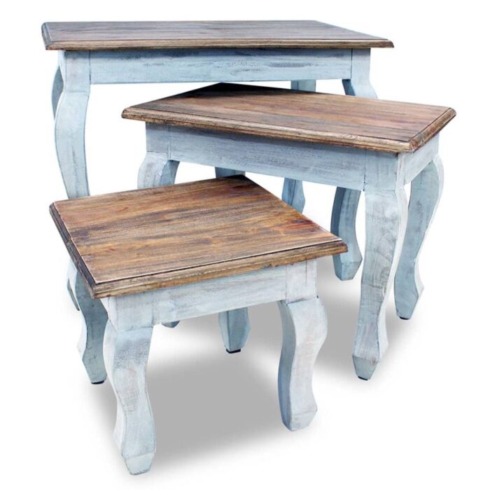 Ensemble de tables gigognes 3 pcs bois d'acajou massif – Image 7