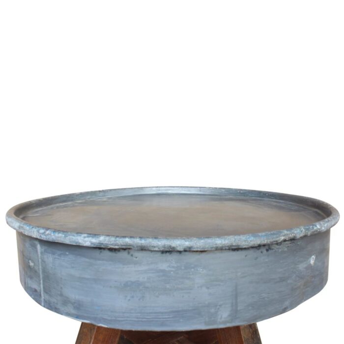 Table basse bois de récupération mélangé 60x45 cm argenté – Image 4