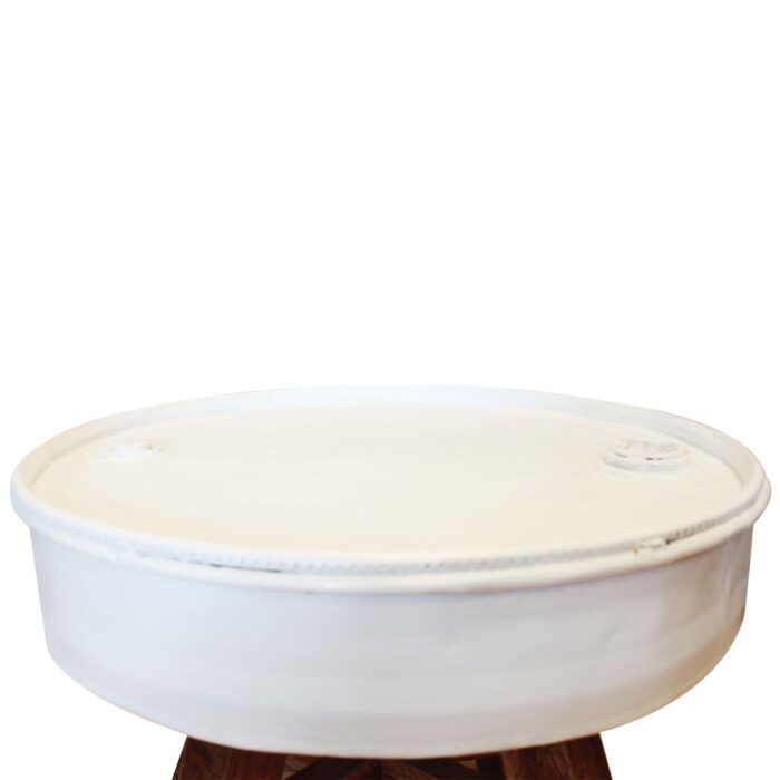 Table basse Bois de récupération massif 60x45 cm Blanc – Image 2