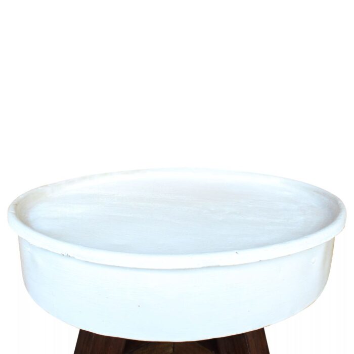 Table basse Bois de récupération massif 60x45 cm Blanc – Image 3