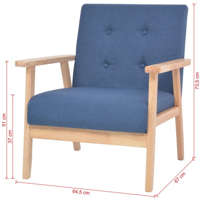 Fauteuil Bleu Tissu – Image 6