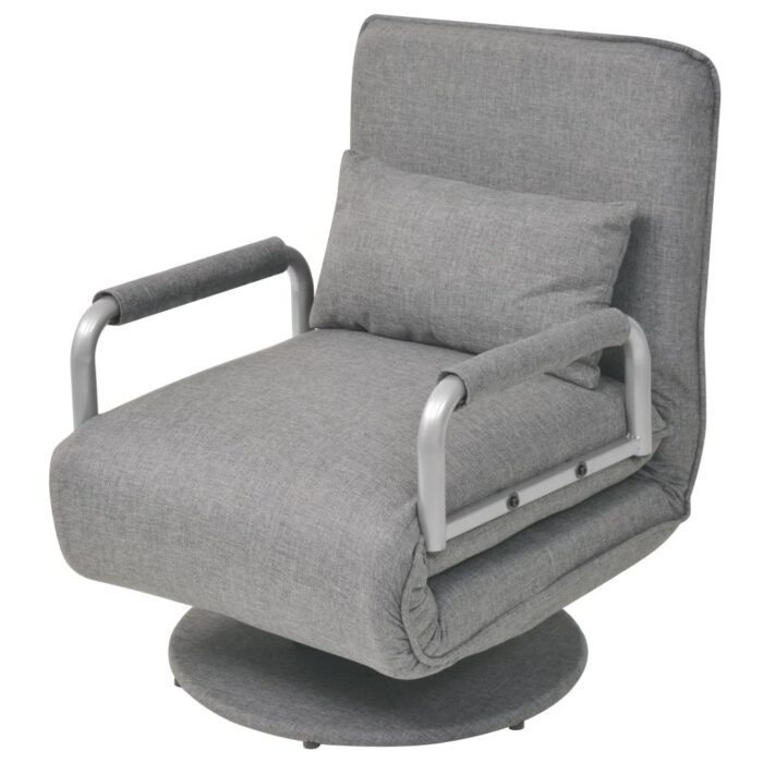 Fauteuil pivotant et canapé-lit Gris clair Tissu – Image 1