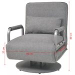 Fauteuil pivotant et canapé-lit Gris clair Tissu – Image 11