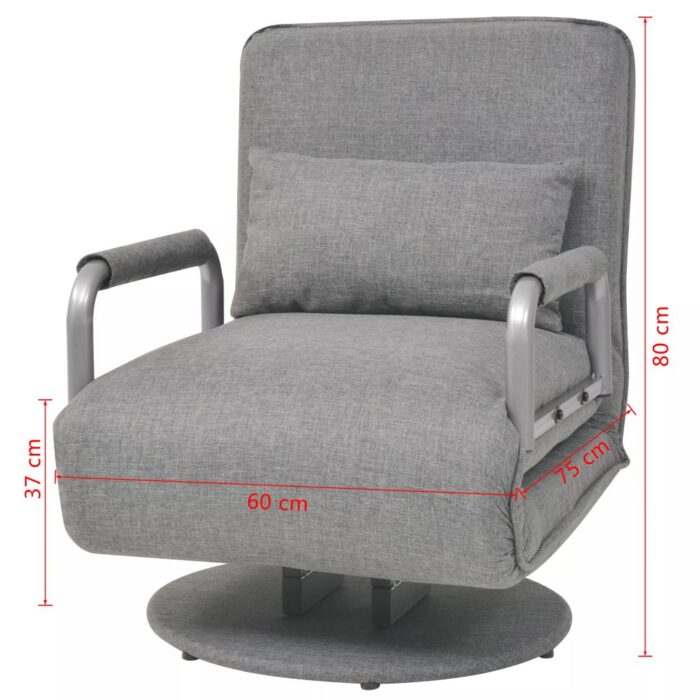 Fauteuil pivotant et canapé-lit Gris clair Tissu – Image 11
